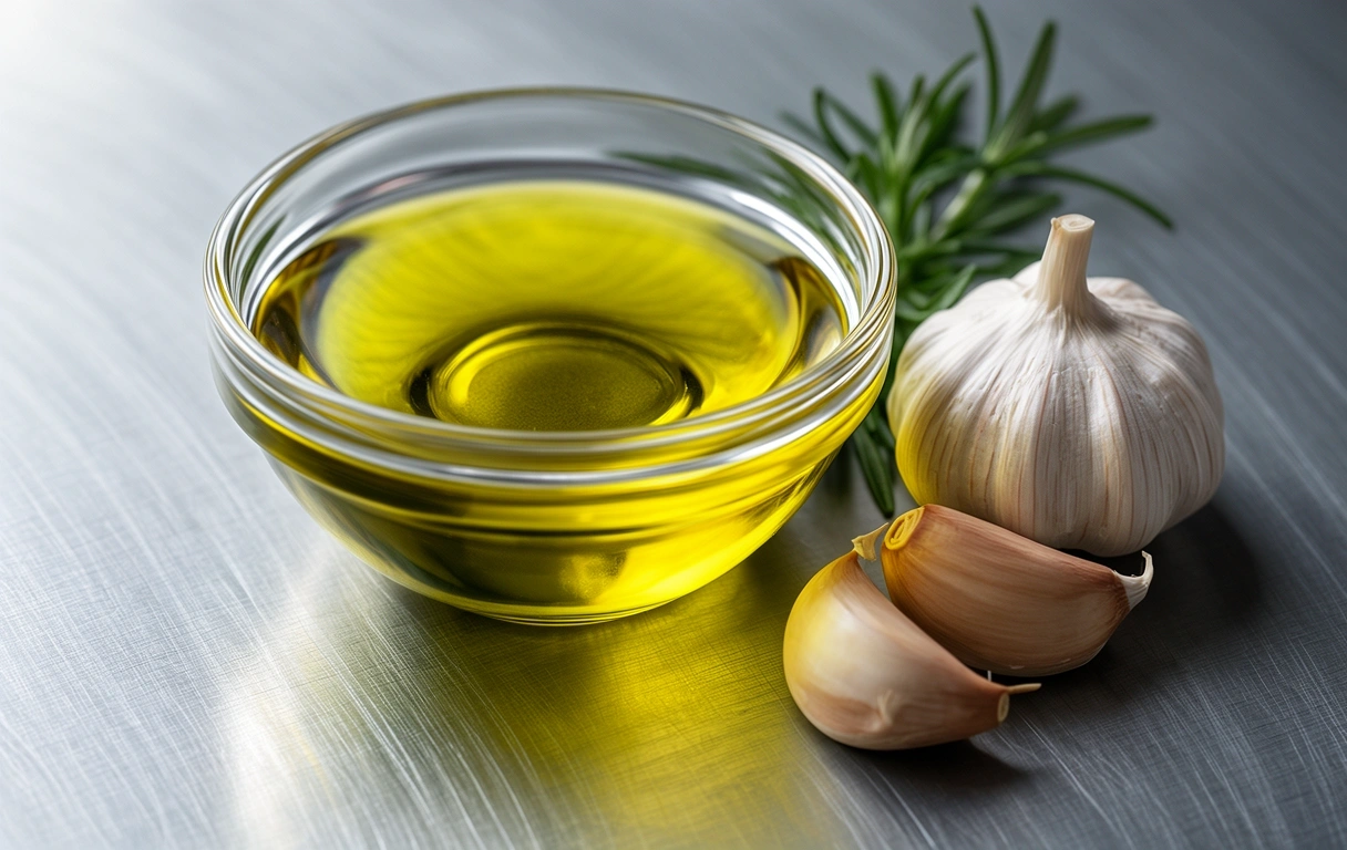 Ingrediente naturale pe suprafață metalică